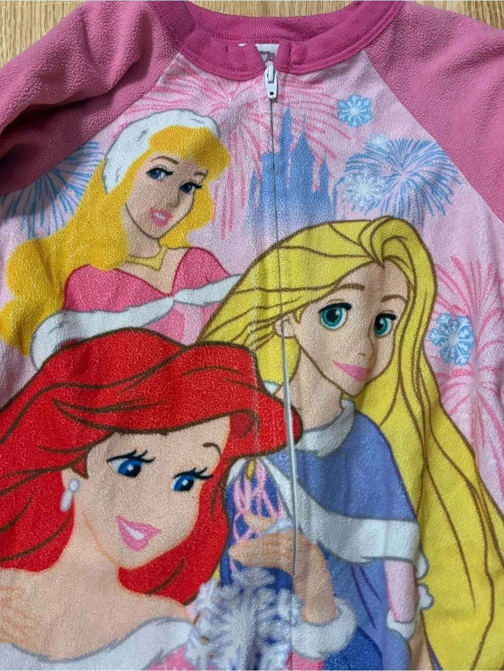 Vintage Disney Princess Footed Sleeper Pajama 4T Pink Y2K Ariel Aurora
